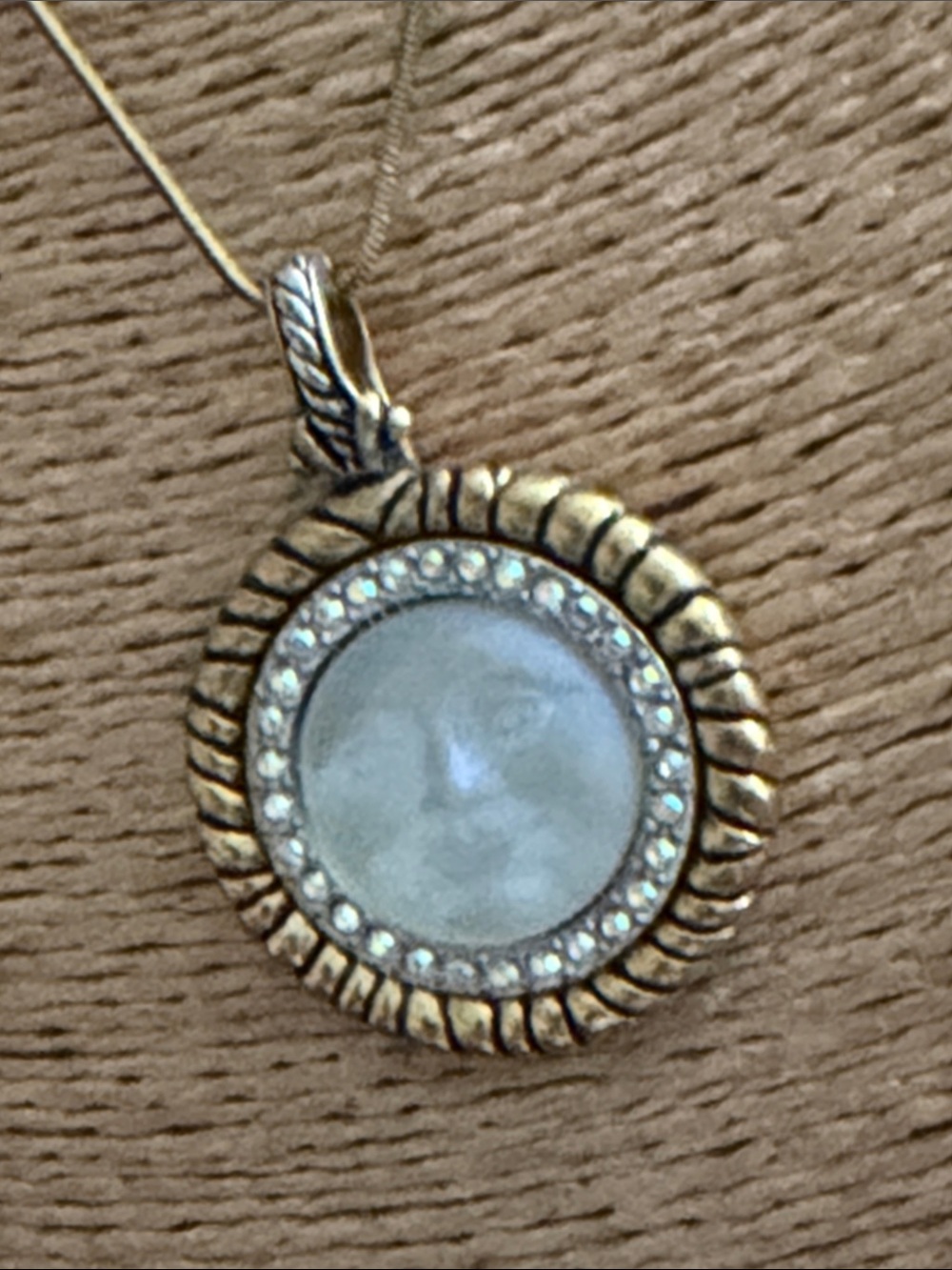 Kirk’s Folly Moon Face Opal Pendant Necklace - Gold-Tone with Iridescent Center - Picture 8 of 10